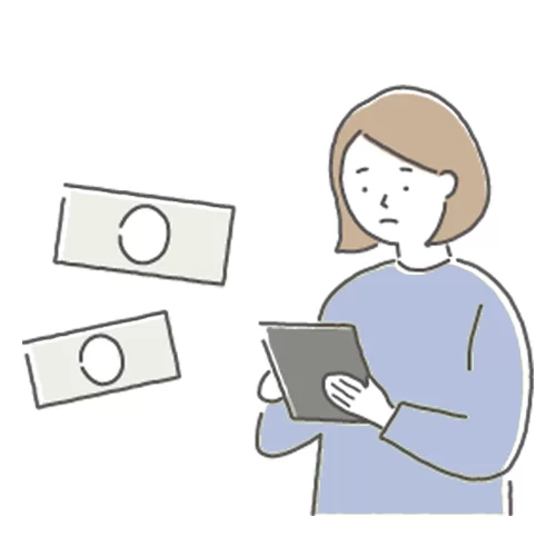 費用を抑えたいと考える女性のイラスト